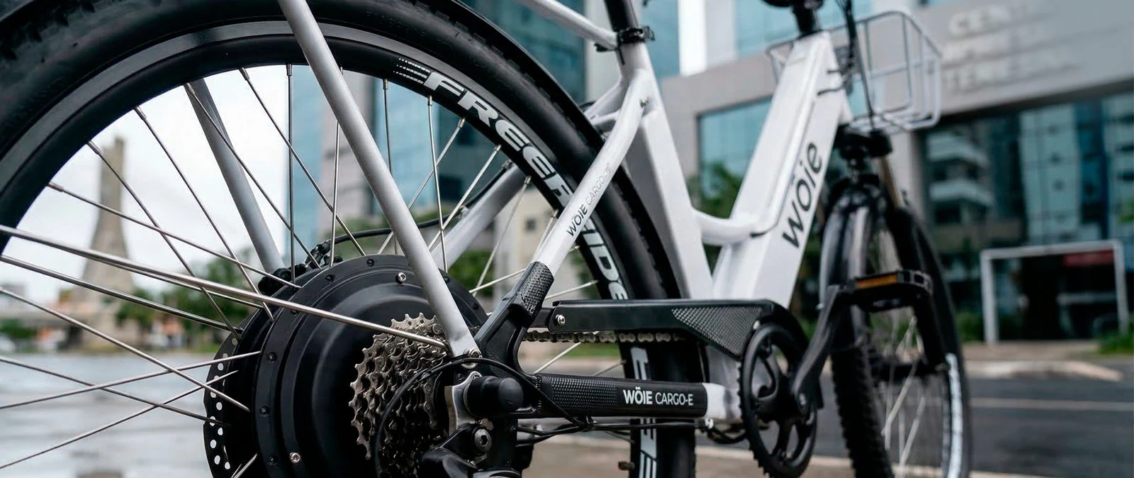 Motor elétrico na roda traseira da bicicleta WOIE